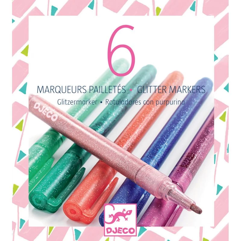 Djeco 6 Marqueurs Pailletés - Sweet 3 Djeco 6 Marqueurs Pailletés - Sweet