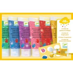 6 Tubes De Peinture à Doigts Paillettes Djeco