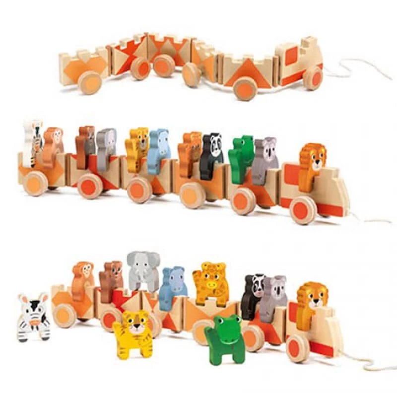 Jouet à Tirer Empilable Trainimo Jungle Djeco 4 Jouet à Tirer Empilable Trainimo Jungle Djeco – Image 2