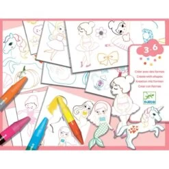 Djeco Un Monde à Créer, Filles - Pochoirs, Coloriages Et Collages -Le Monde Heureux De Djeco un monde a creer filles 2