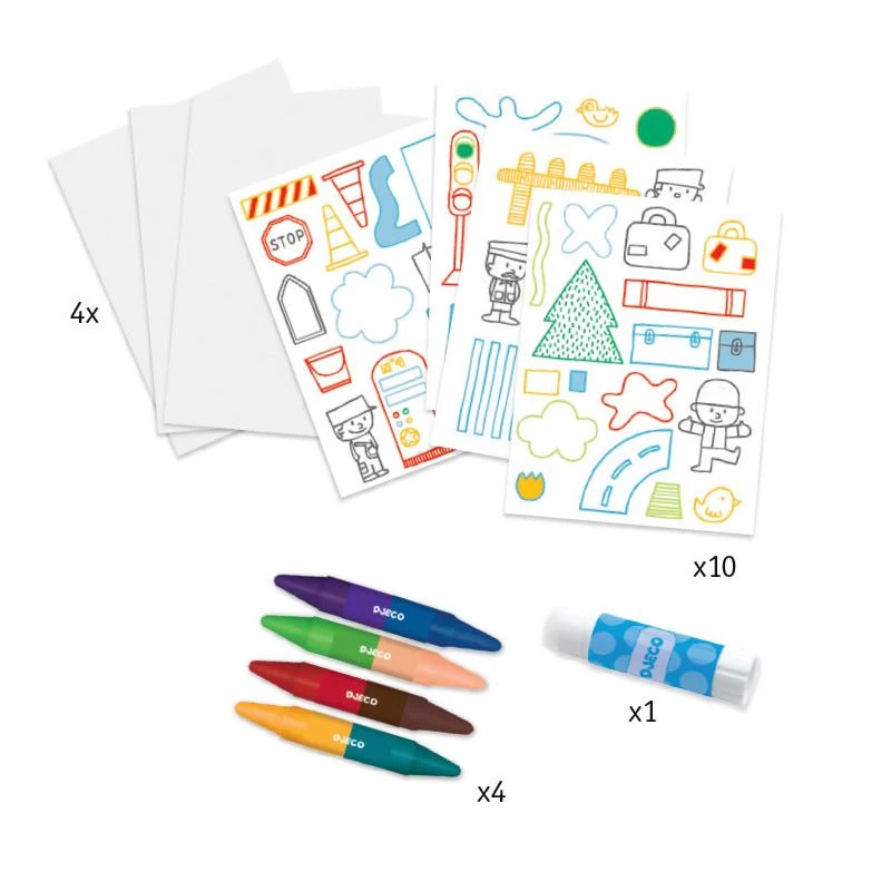 Djeco Un Monde à Créer, Voitures - Pochoirs, Coloriages Et Collages 4 Djeco Un Monde à Créer, Voitures - Pochoirs, Coloriages Et Collages – Image 2